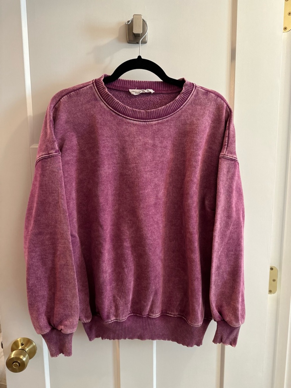 Impressions Washed Plum Crewneck Sweater - Women